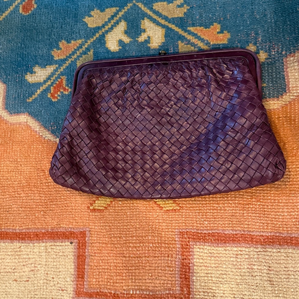 Bottega Veneta Plum Leather Clutch